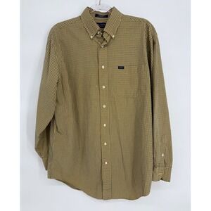Daniel Cremieux Collection Mens Yellow Navy Cotton Button Down Shirt Sz M